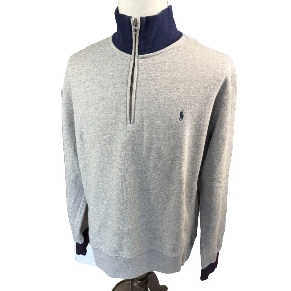 Polo Ralph Lauren Mens Quarter Zip Pullover Grey Sweater XLarge